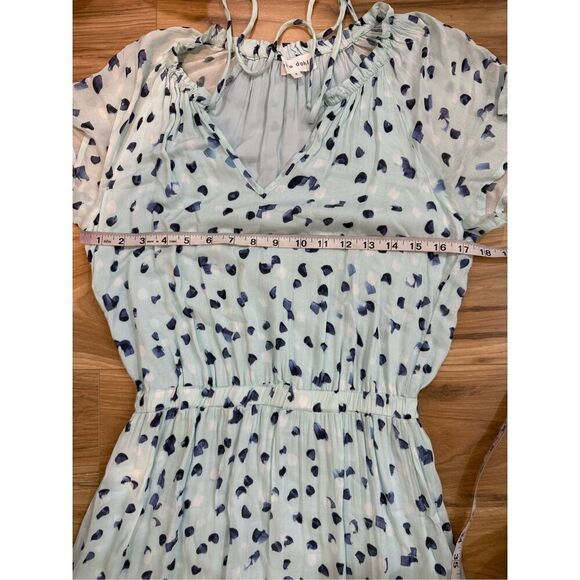 BELLA DAHL Flutter Raglan Maxi Tier Dress in Seaspray Dots Sz S - Picture 9 of 10